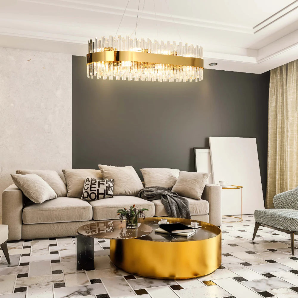 Saturn Crystal Gold Metal Chandelier Ceiling Light E14 - Available in 4 Sizes