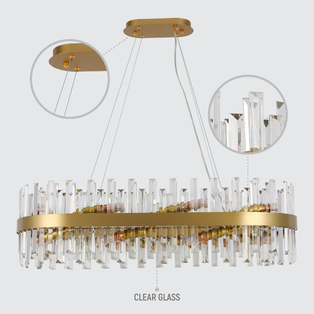 Saturn Crystal Gold Metal Chandelier Ceiling Light E14 - Available in 4 Sizes