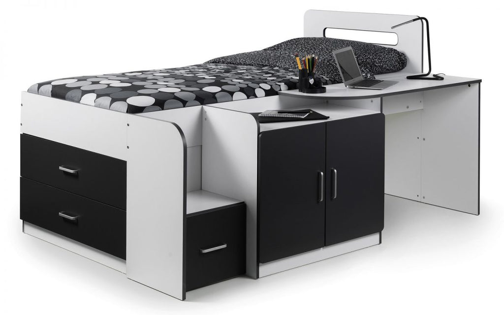 Kids Cookie Cabin Bed - Available in White & Charcoal or Pink - Mattress Option