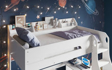 Load image into Gallery viewer, Cosmic High Sleeper Frame With Shelves And Desk - White
