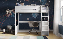 Load image into Gallery viewer, Cosmic High Sleeper Frame With Shelves And Desk - White
