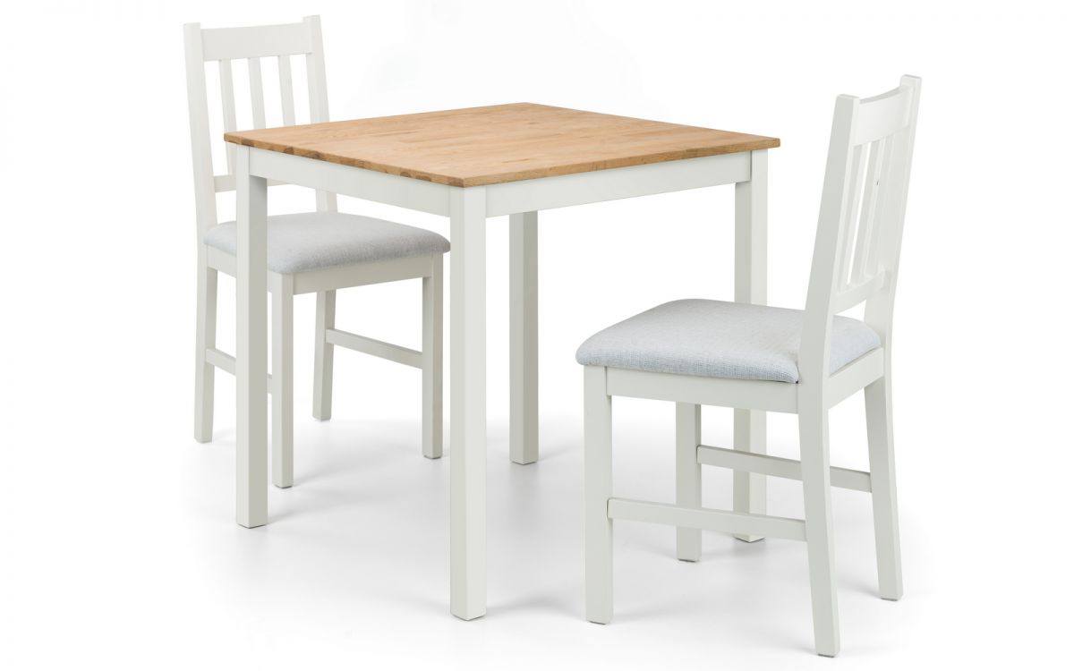 Coxmoor Square Dining Table (75cm D x 75cm W x 75cm H) - Available in Oak or Ivory & Oak - Chair Option