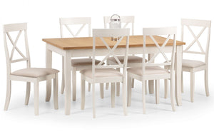 Davenport Extending Dining Set - White & Oak - 90cmD x 150(-189)cmW x 74.5cmH