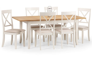 Davenport Extending Dining Set - White & Oak - 90cmD x 150(-189)cmW x 74.5cmH