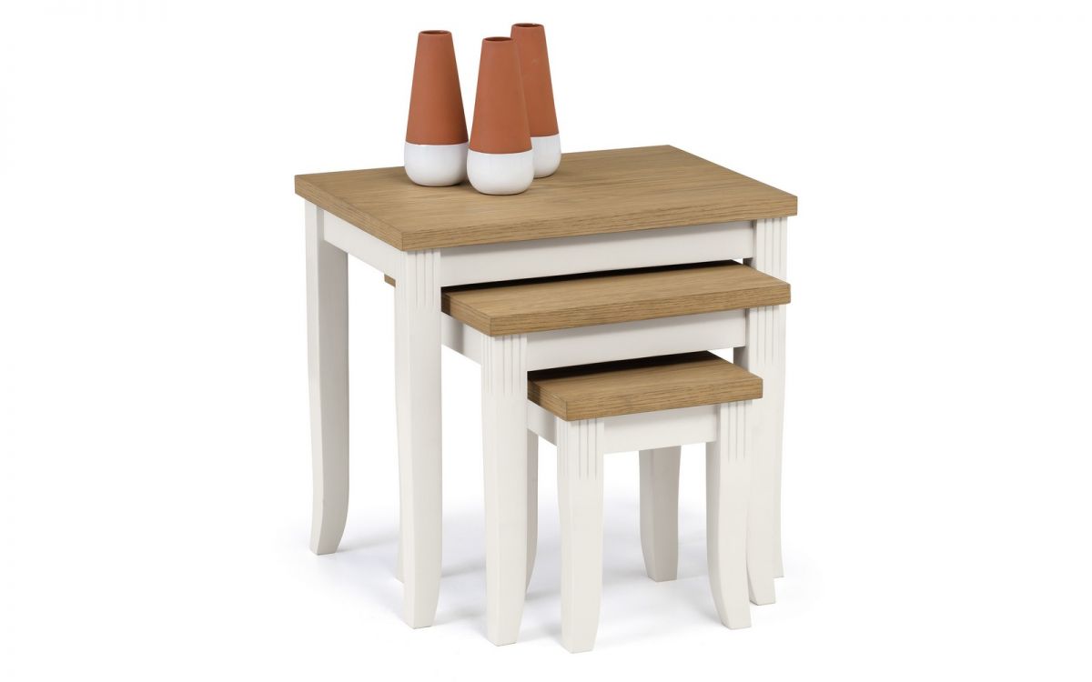 Daventport - Nest of 3 Tables - Oak & Elephant Grey or Light Oak & Ivory