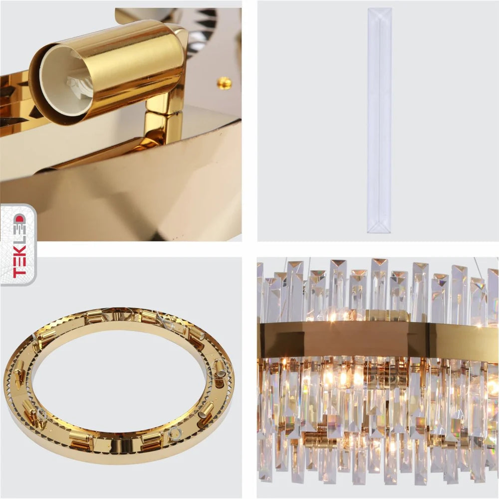 Saturn Crystal Gold Metal Chandelier Ceiling Light E14 - Available in 4 Sizes