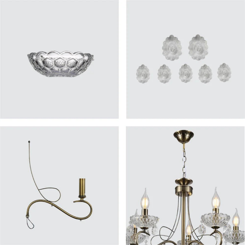 Lyra Mediterranean Elegant Transitional Crystal Chandelier Ceiling Light E14 - 2 Sizes Available 5 or 8 Bulb