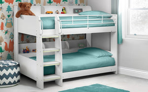 Kids Domino Bunk - Charcoal & White, Anthracite, All White or Sonoma Oak - Optional Mattress