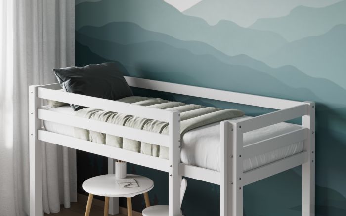 Wooden Elara Shorty Midsleeper Bed - Available in White or Grey