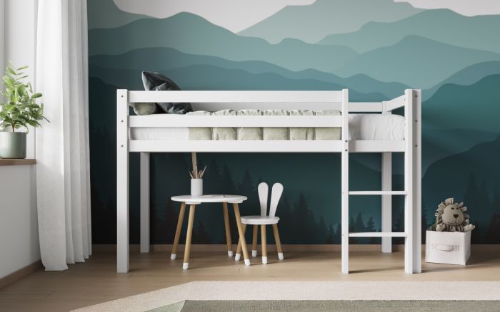 Wooden Elara Shorty Midsleeper Bed - Available in White or Grey