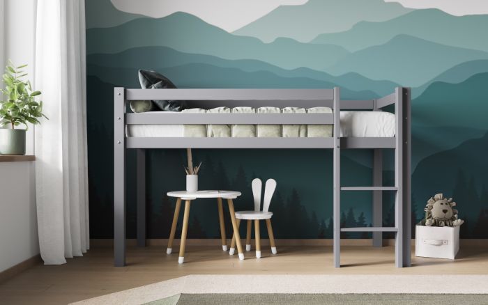 Wooden Elara Shorty Midsleeper Bed - Available in White or Grey