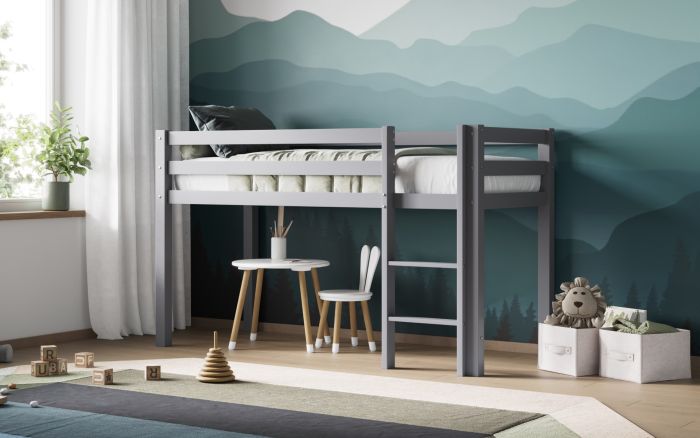 Wooden Elara Shorty Midsleeper Bed - Available in White or Grey