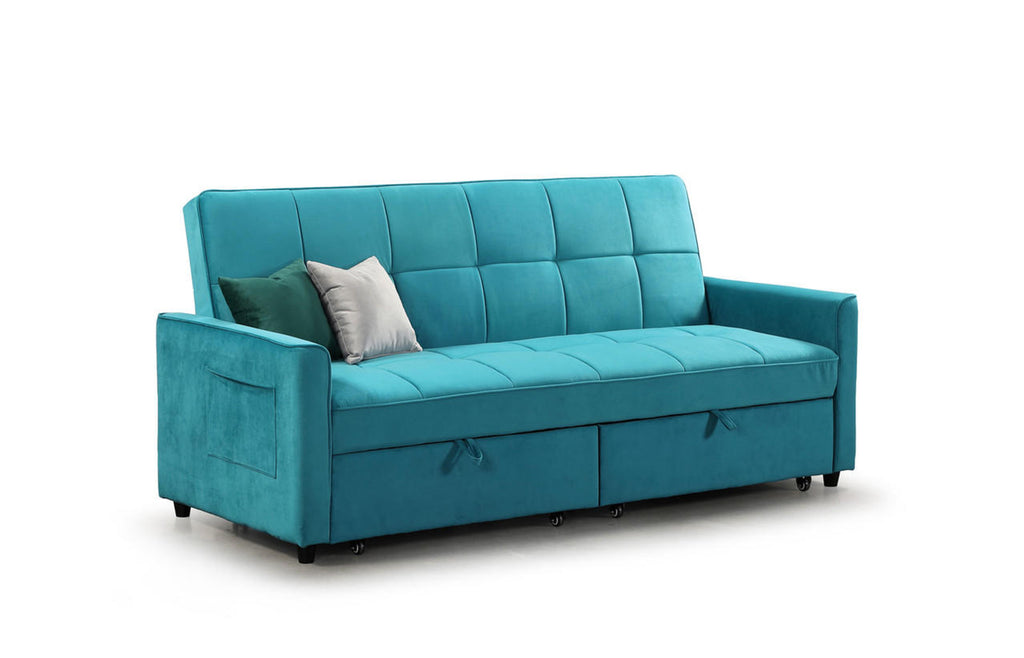 Elegence SofaBed - Colours Plush Grey or Plush Teal or Plush Blue - Available in 3 Seater