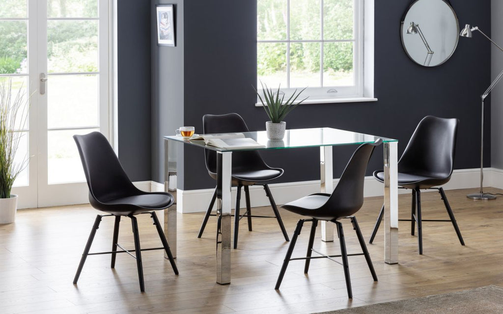 Luxury Enzo Glass Top Dining Table - 120 x 80 x 76H (cm)