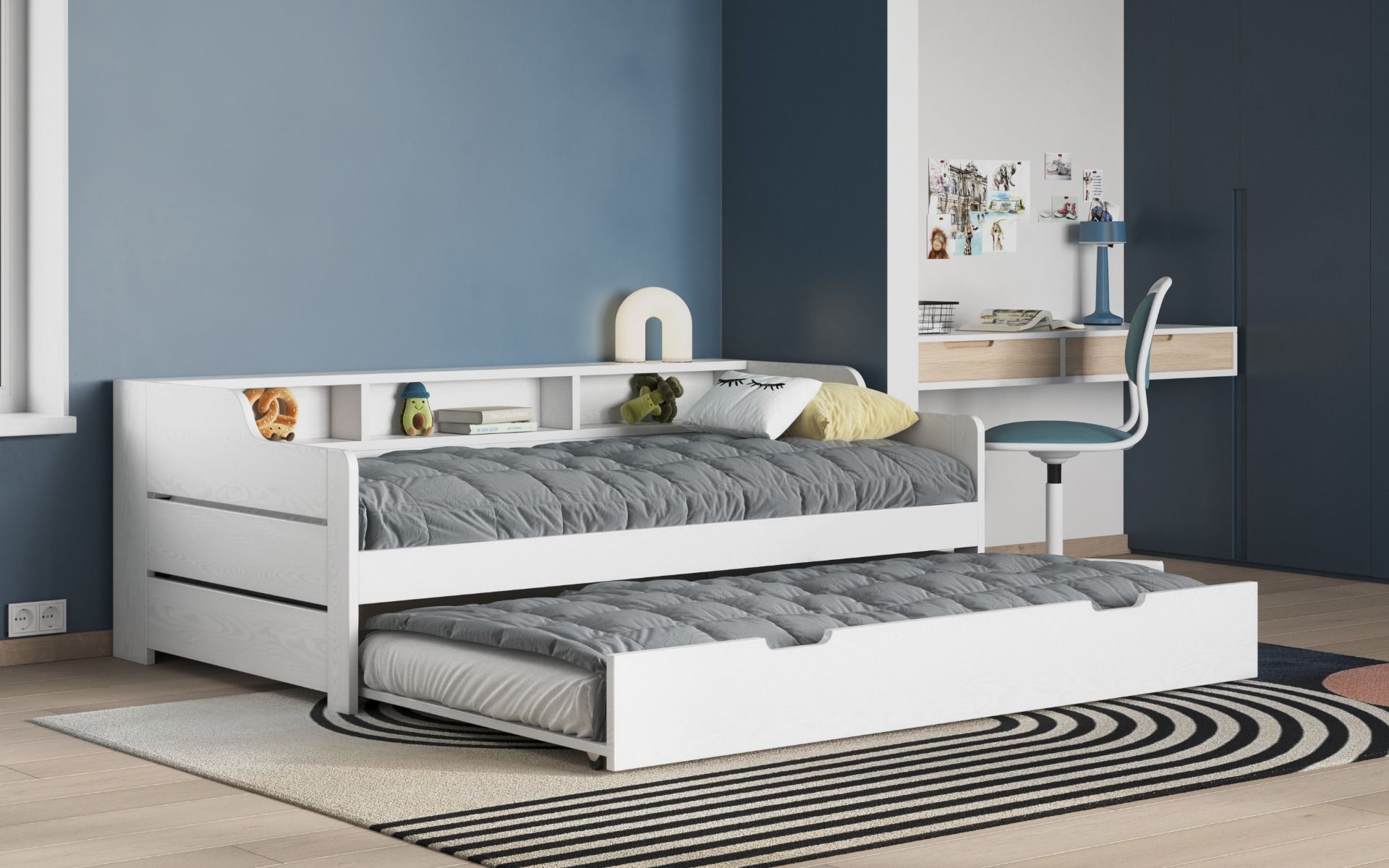 Noomi Enzo Day Bed with Trundle - White