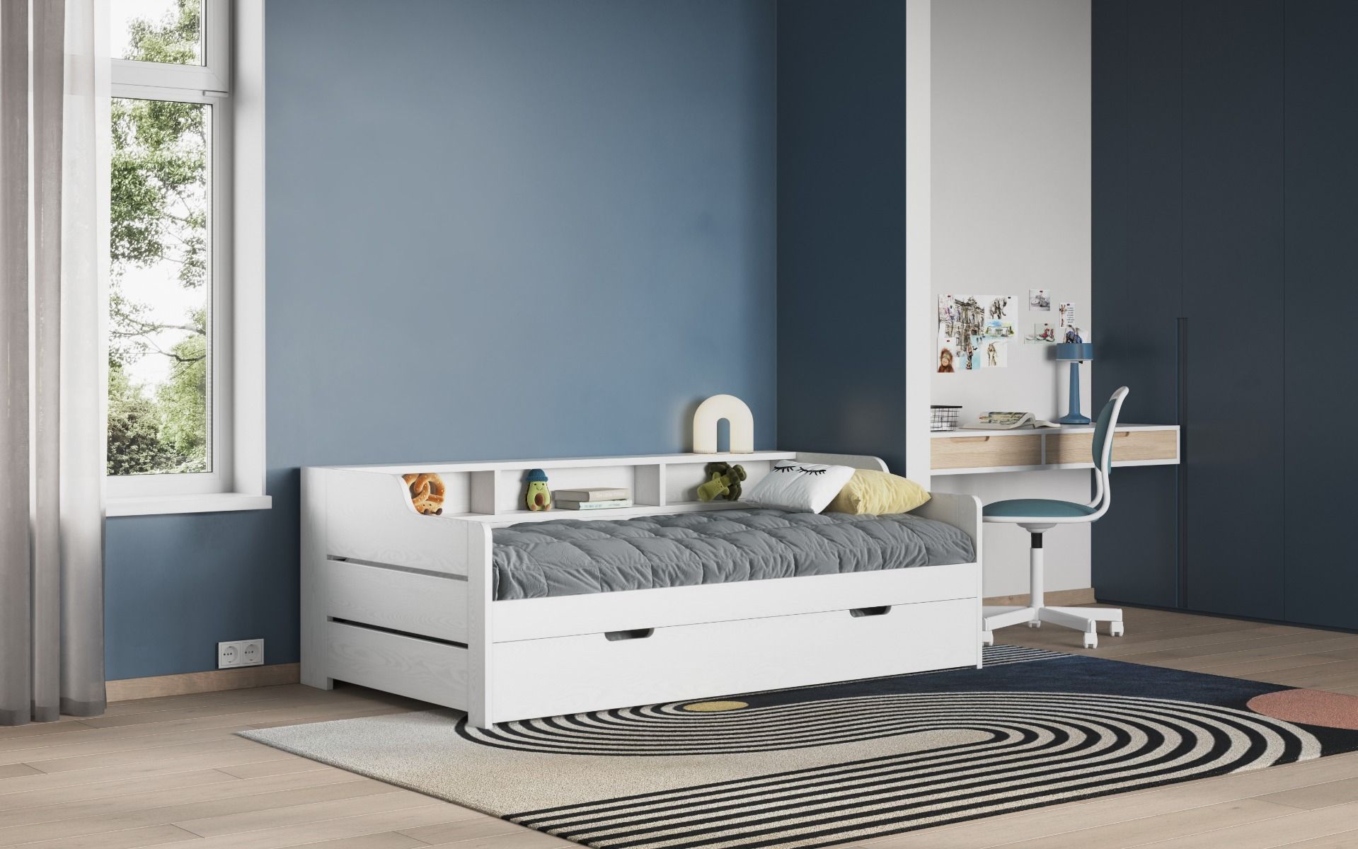 Noomi Enzo Day Bed with Trundle - White