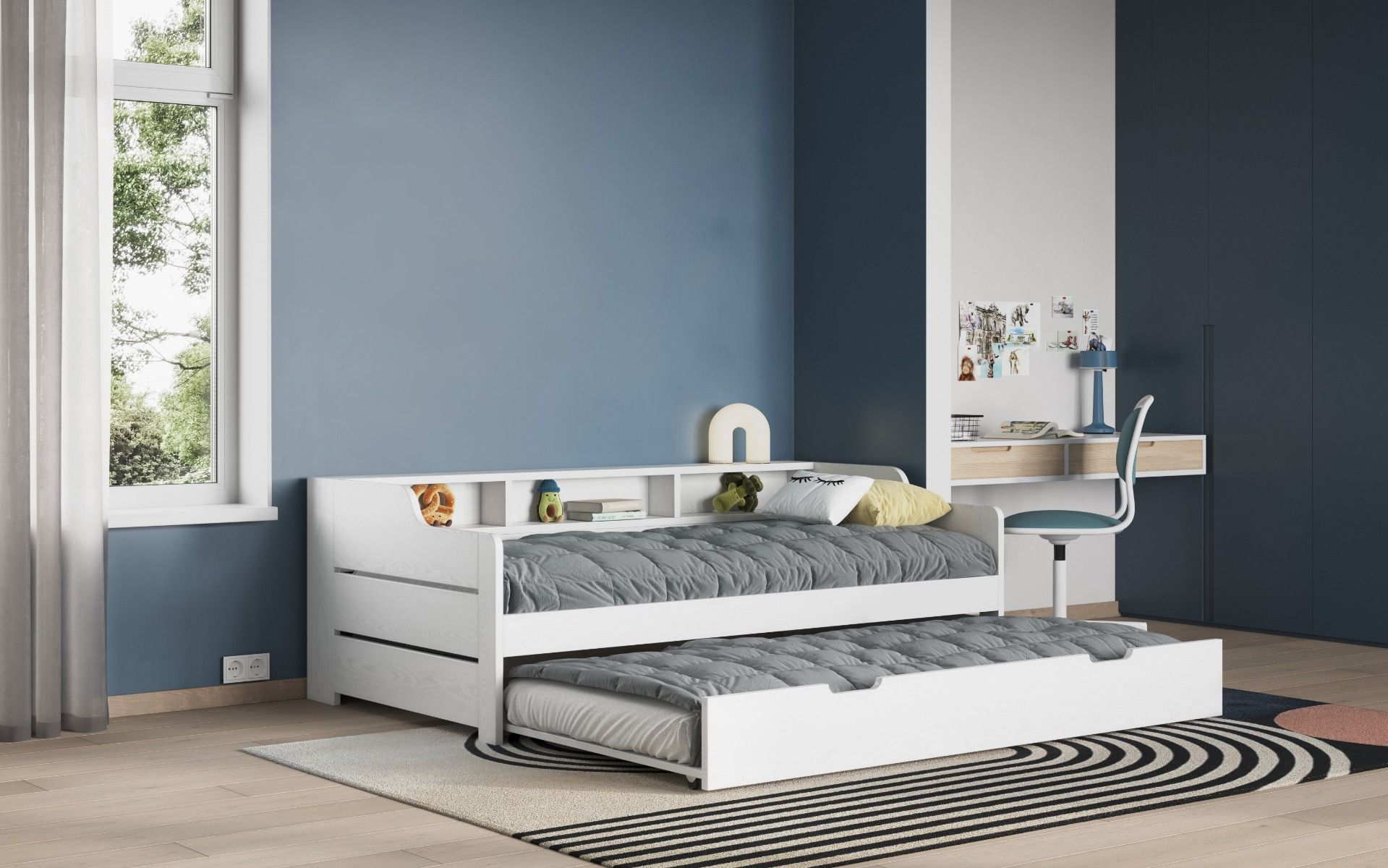 Noomi Enzo Day Bed with Trundle - White