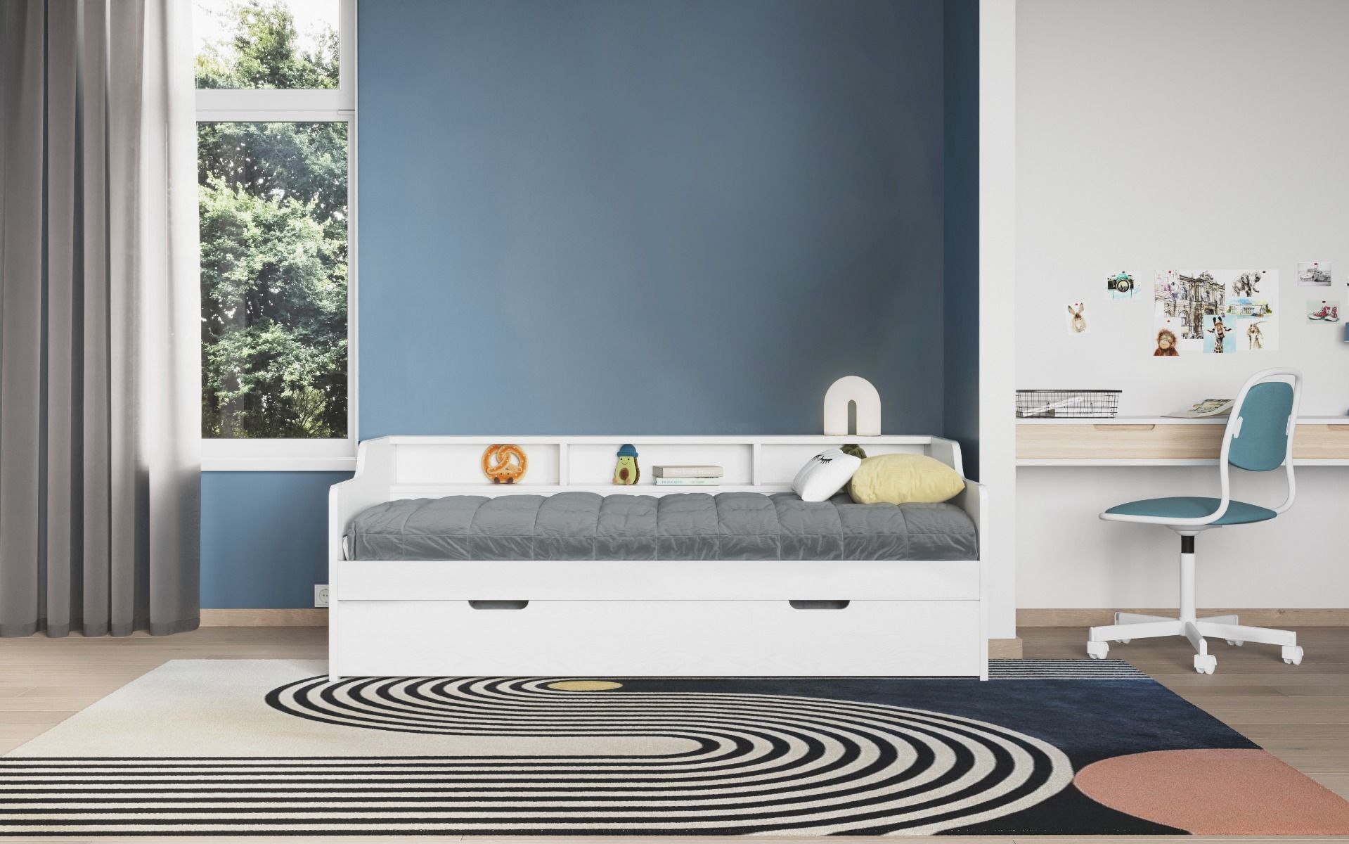 Noomi Enzo Day Bed with Trundle - White