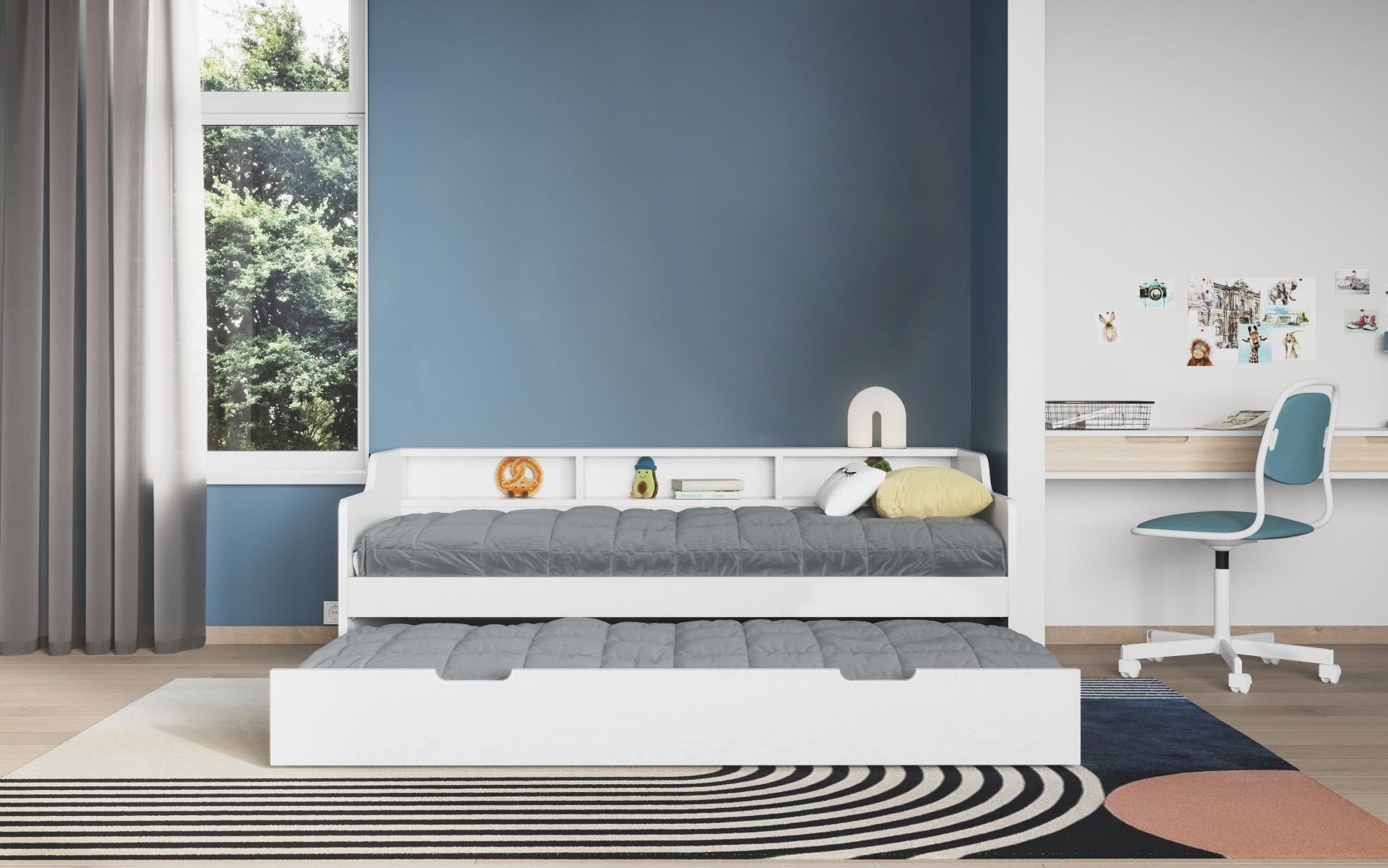 Noomi Enzo Day Bed with Trundle - White