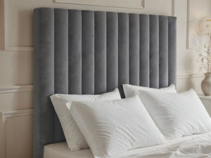 Ripped Everley Fabric Ottoman Bed Grey - Available in Double Or Kingsizes