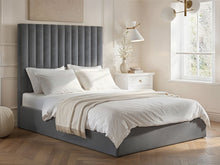Load image into Gallery viewer, Ripped Everley Fabric Ottoman Bed Grey - Available in Double Or Kingsizes

