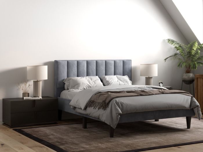 Riverside Fabric Bed Grey - Available in Single, Double, KingSize & SuperKing