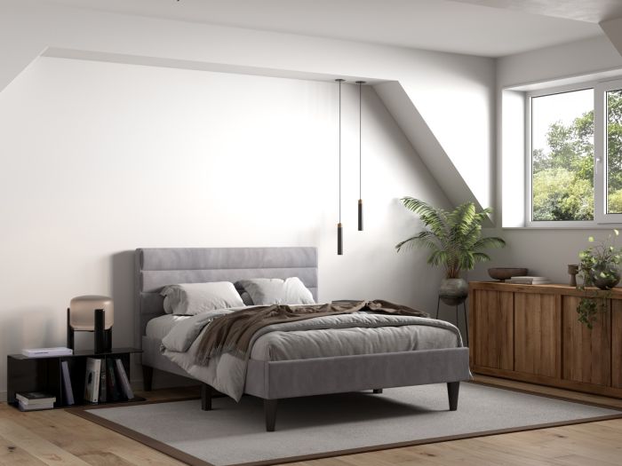 Barnhill Fabric Bed Silver - Available in Single, Double, KingSize & SuperKing