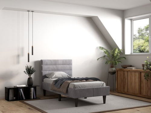 Barnhill Fabric Bed Silver - Available in Single, Double, KingSize & SuperKing