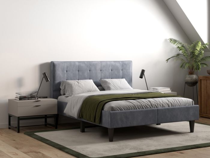Perth Fabric Bed Grey - Available in Double, KingSize & SuperKing