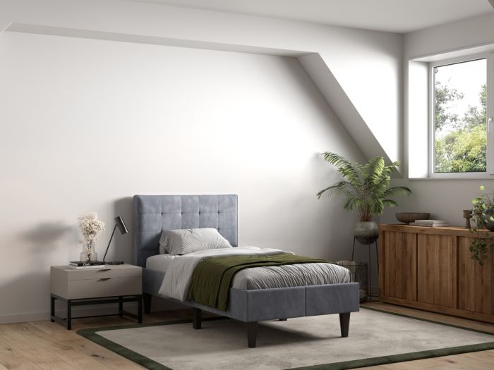 Perth Fabric Bed Grey - Available in Double, KingSize & SuperKing