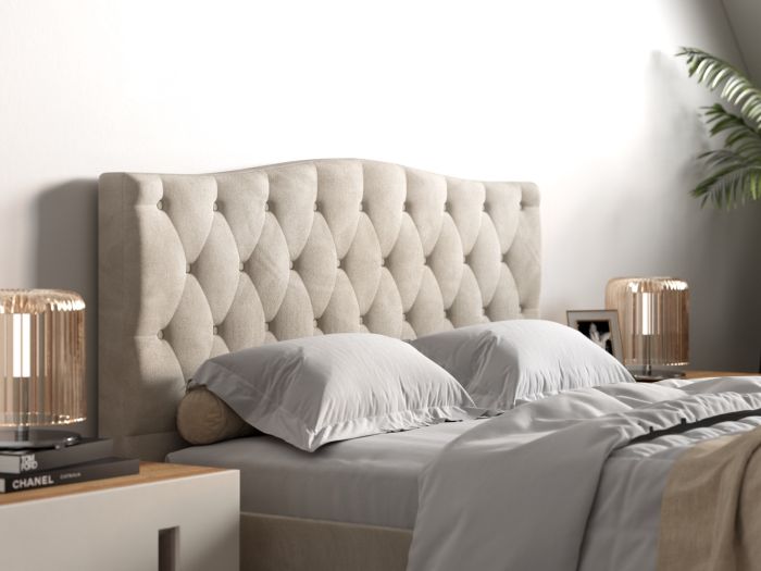 Basrkby Biege Fabric Bed - Available in Double, KingSize & SuperKing