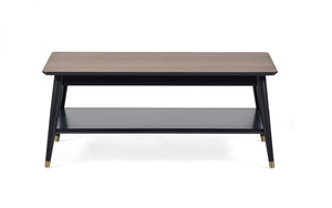 Findlay Coffee Table with Shelf - Walnut & Black - 60cm D x 110cm W x 45cm H