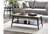 Load image into Gallery viewer, Findlay Coffee Table with Shelf - Walnut &amp; Black - 60cm D x 110cm W x 45cm H
