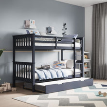 Load image into Gallery viewer, Wooden Zoom Detachable Bunk Bed With Trundle - Available in Grey Or White
