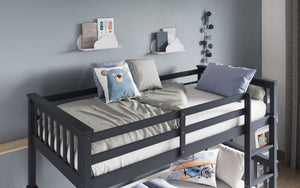 Wooden Zoom Detachable Bunk Bed With Trundle - Available in Grey Or White