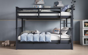 Wooden Zoom Detachable Bunk Bed With Trundle - Available in Grey Or White