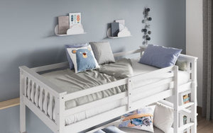 Wooden Zoom Detachable Bunk Bed With Trundle - Available in Grey Or White