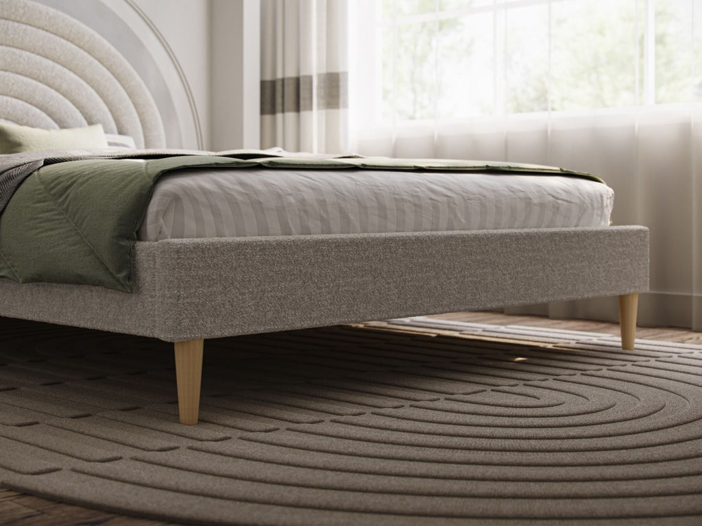 Ava Boucle Fabric Bed - Available in Double - Mattress Options