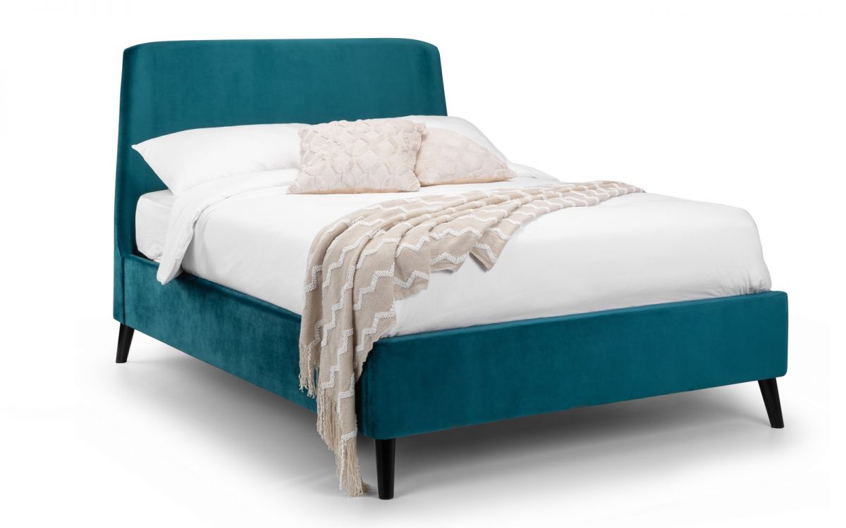 Frida Curved Velvet Bed - Available in Teal or Grey Velvet