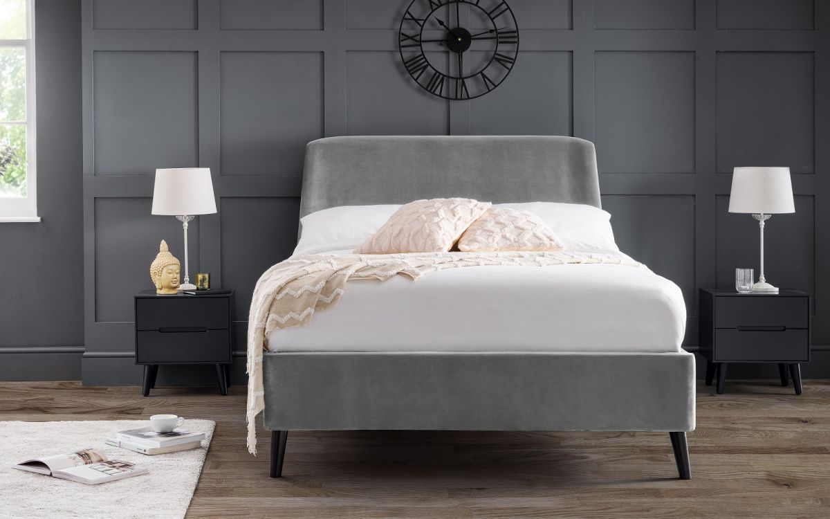 Frida Curved Velvet Bed - Available in Teal or Grey Velvet