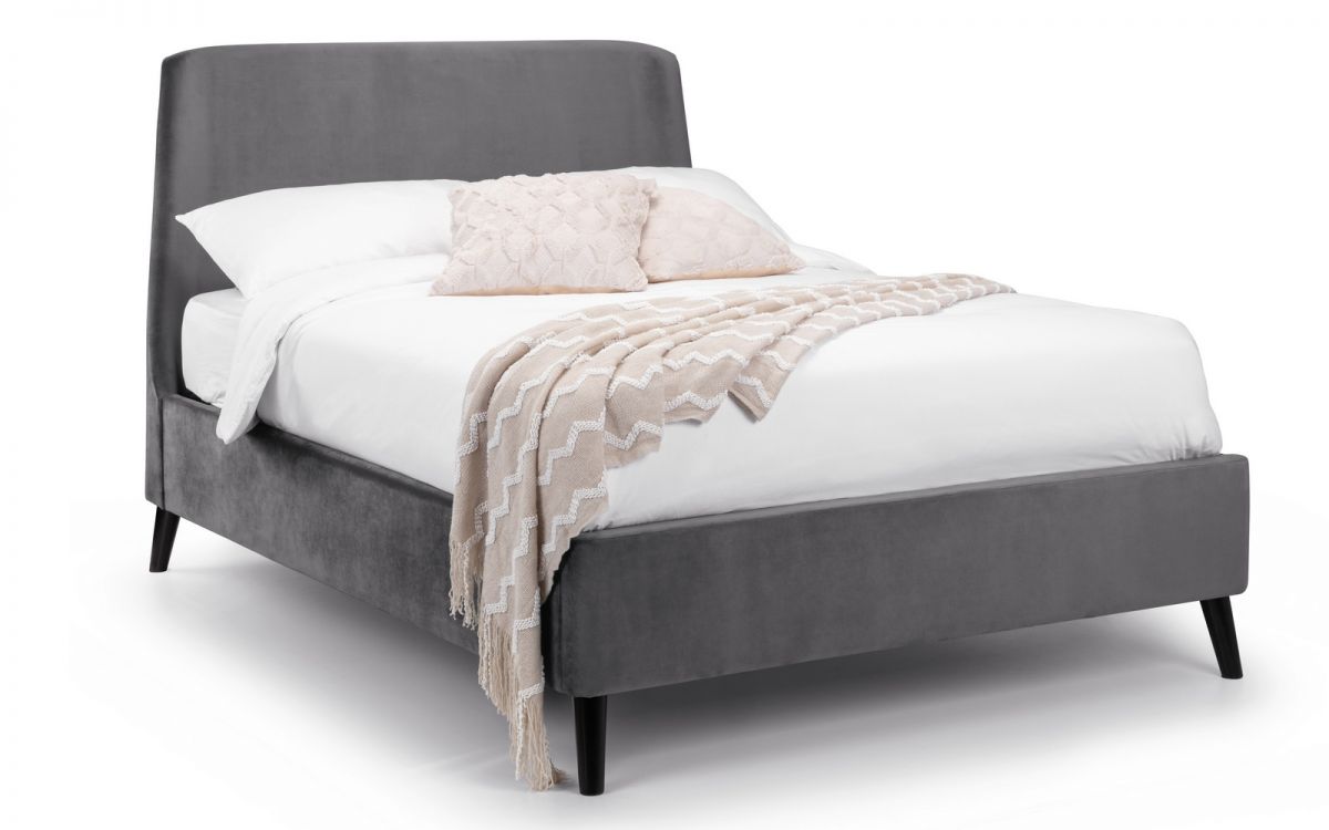 Frida Curved Velvet Bed - Available in Teal or Grey Velvet