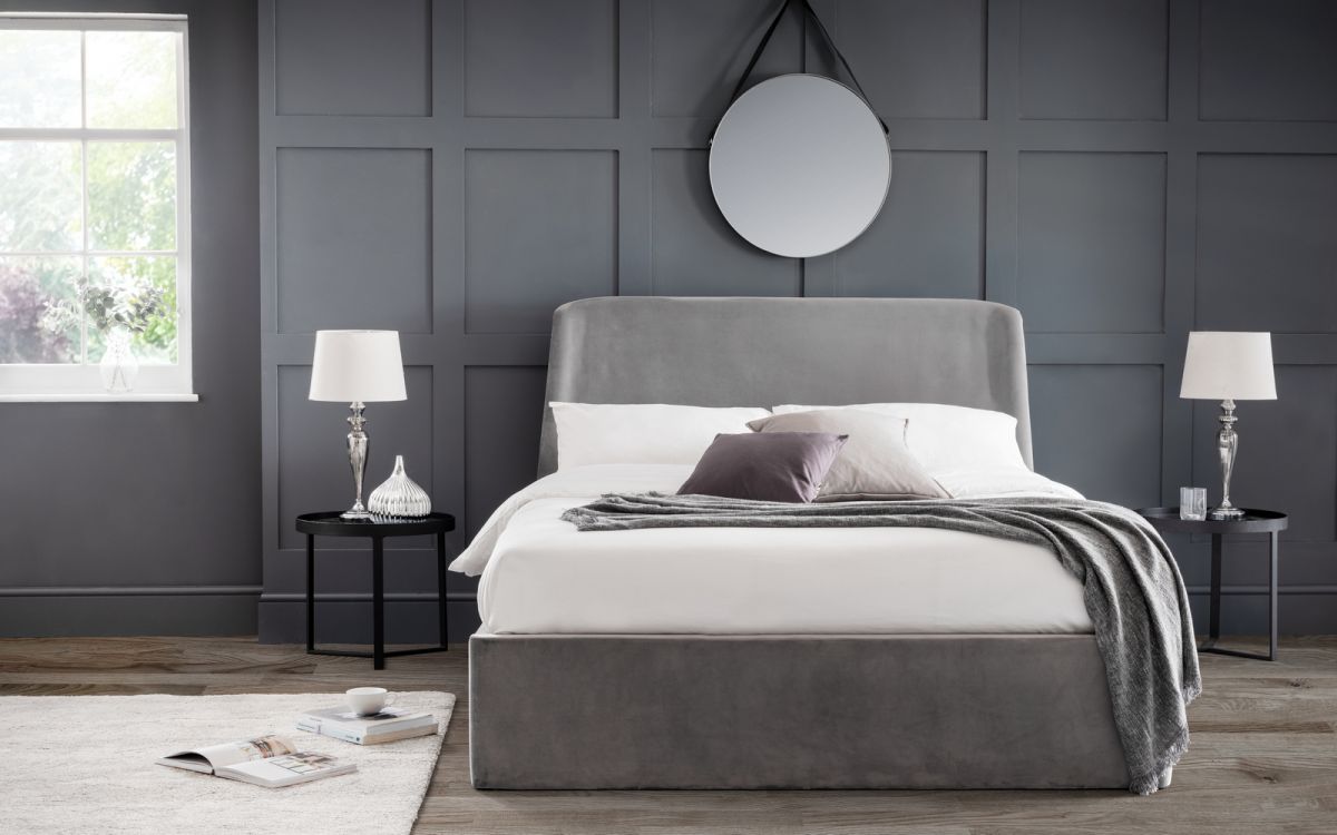 Frida Curved Velvet Ottoman Bed - Available in Teal or Grey Velvet