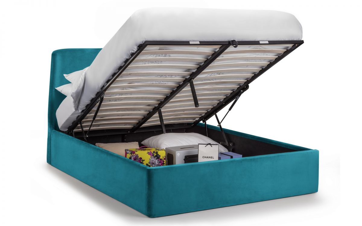 Frida Curved Velvet Ottoman Bed - Available in Teal or Grey Velvet