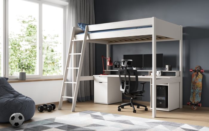 Noomi Tera Solid Wood Small Double Gaming Highsleeper - Colour Options Available - White or Grey