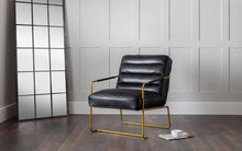 Load image into Gallery viewer, Georgie Faux Leather Black &amp; Gold Accent Chair
