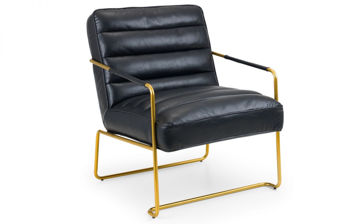Georgie Faux Leather Black & Gold Accent Chair
