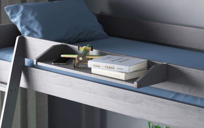 Noomi Tera Single High Sleeper With Small Double L Shaped Bed - Colour Options Available - White or Grey