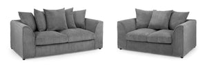 Harley Jumbo Sofa -  Grey Fabric - Available in Corner, 3 or 2