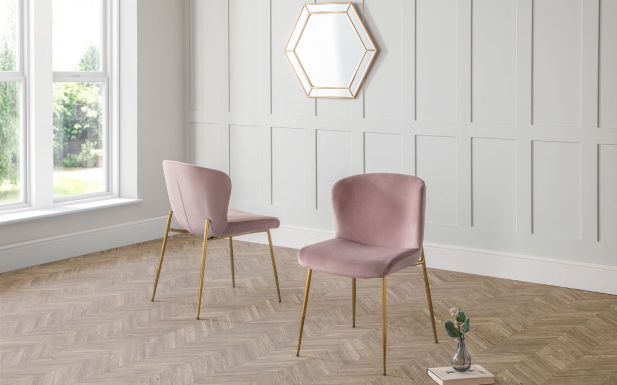 Smooth Velvet Harper Dining Chair - Available in Blue, Grey and Dusky Pink