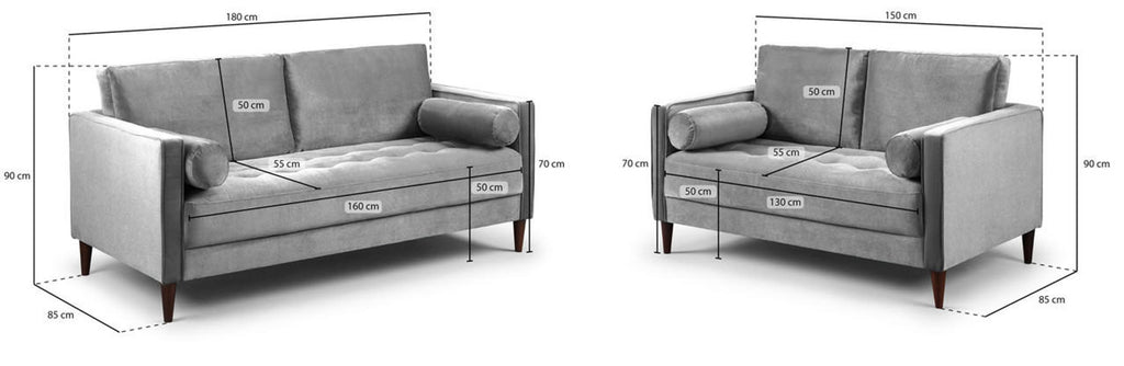 Harper Sofa Set - Available in 4, 3, 2 Seaters & Armchair - Colour Options in Plush, Teal, Blue, Green, Grey, Biege